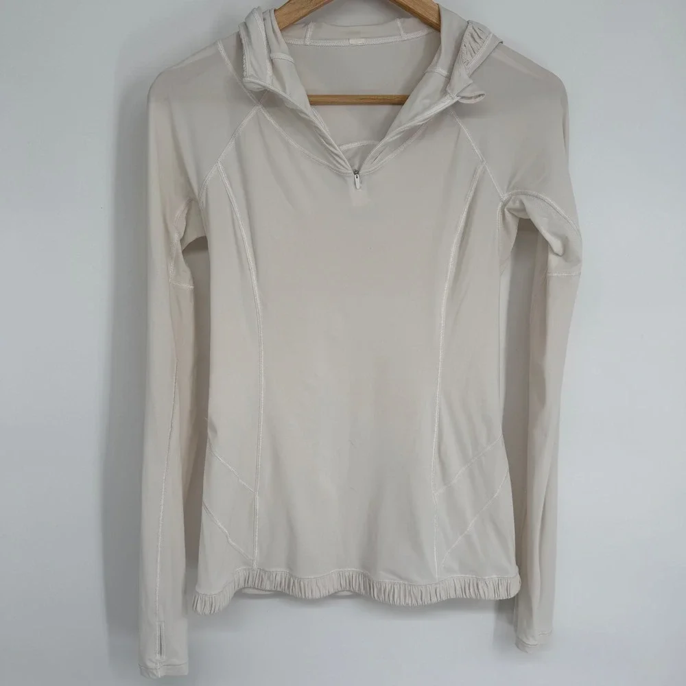 Lululemon‎ Define Half Zip Hoodie Women's 4 Long Sleeve Running White